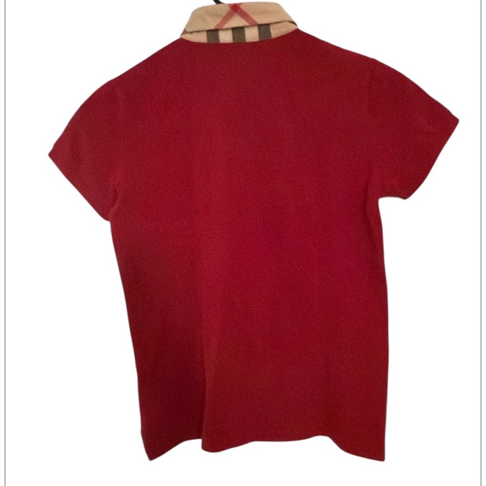 Burberry red polo shirt with iconic check collar detail. - Picture 4 of 4